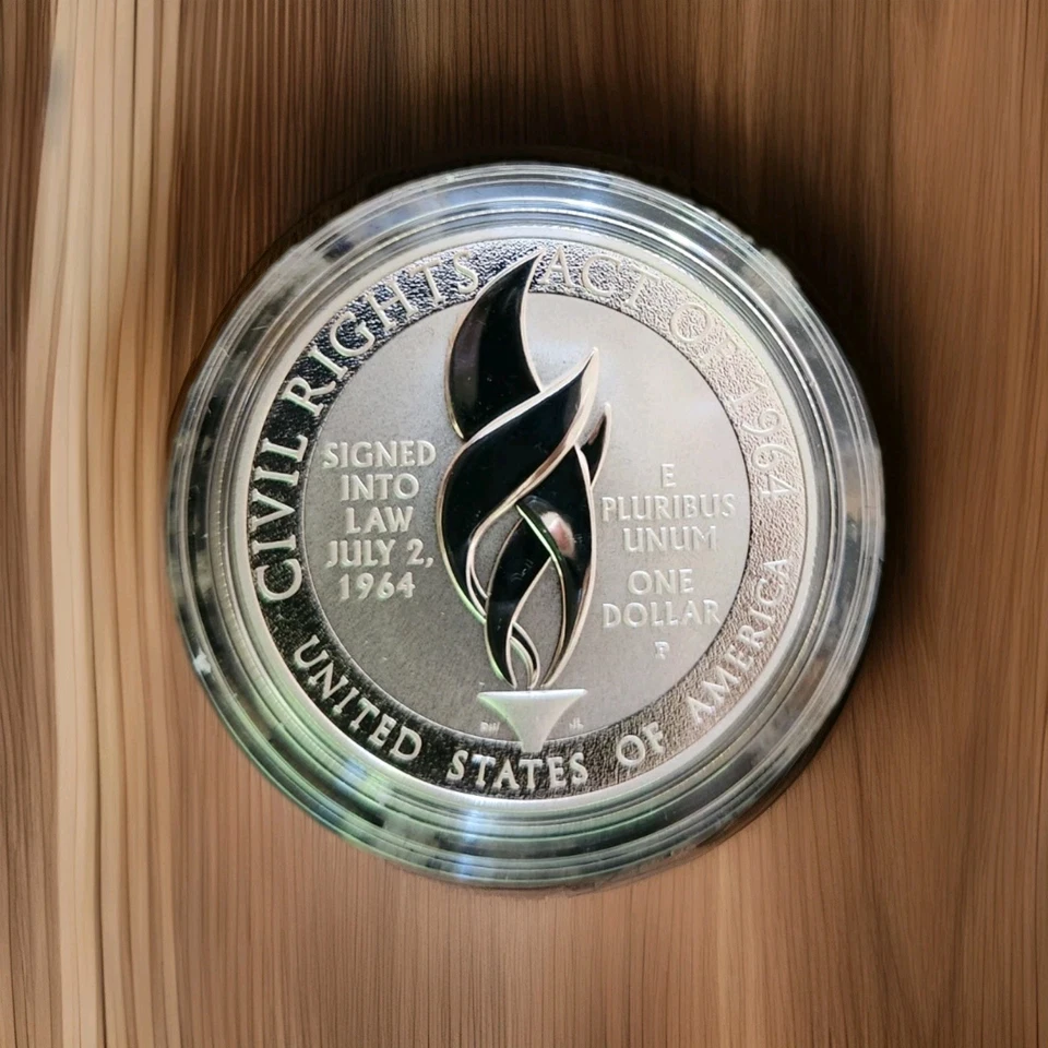 2014 Civil Rights Act of 1964 Proof Silver Dollar with COA & Case - Image 3 of 4