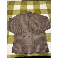Ermenegildo Zegna Mens Brown Plaid Dress Shirt M Long Sleeve Button Down Cotton
