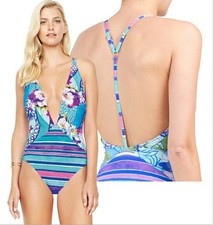 GOTTEX SWIMSUIT SAMOSIR DEEP PLUNGE HALTER ONE PIECE BATHING SUIT sz US 8