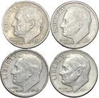 1958-D, 1960-D, 1962-D & 1964-D Roosevelt Silver Dime Lot – 90% Silver Coins