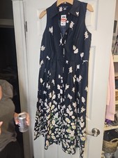 Tommy Hilfiger Womens Floral Dress-Size 10-Navy Blue-NWT