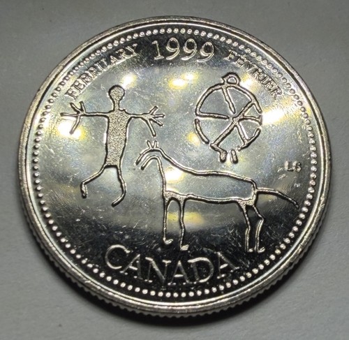 1999 Canadian Special Edition February 25Cent Quarter Uncirculated Coin