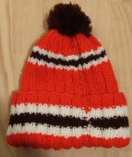 hand-knit striped pom-pom winter beanie Child