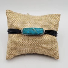 Silpada Sterling silver 6.5"-7.5" True Colors  Turquoise Leather Bracelet B3326