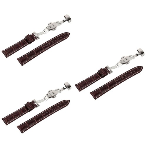 20mm Grain PU Uhrenarmband mit Faltschließe (braun) - Bild 4 von 4