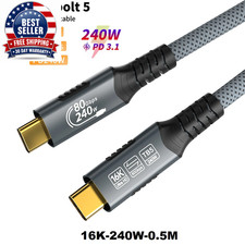 16K Type C Cable USB4 80Gbps PD240W for Thunderbolt 5 Full-Featured Fast Chargin