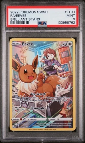 2022 POKEMON SWORD & SHIELD BRILLIANT STARS #TG11 FULL ART/EEVEE PSA 9
