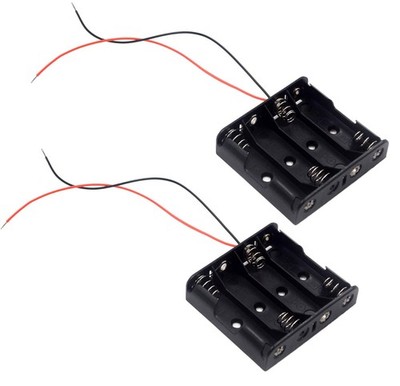 LampVPath (Pack of 2 4 AA Battery Holder with Leads, 4 AA Battery Holder with...