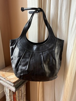 COACH 12247 SUPER RARE ERGO XL TATTERSALL BLACK LEATHER TOTE BAG