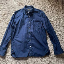 Beams Plus Cotton Broad Button Down Work Shirt Long Sleeve Navy M Japan Used