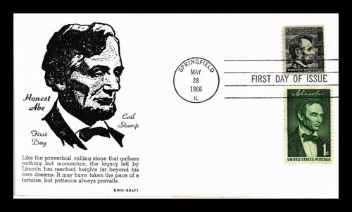 US COVER ABRAHAM LINCOLN 4C COIL PROMINENT AMERICANS FDC COMBO KHOL KRAFT