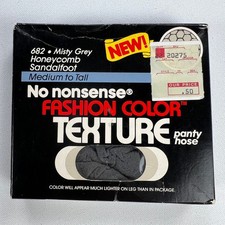 Vintage 1987 No Nonsense Fashion Color Honeycomb Texture Pantyhouse Misty Gray
