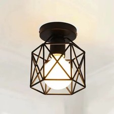 Industrial LED Pendant Light Modern Hanging Ceiling Lamp Metal Cage Fixture for