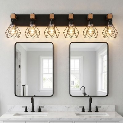 38'' Farmhouse Vanity Light Bathroom Mirror Wall Lamp Metal Cage Sconce Fixture