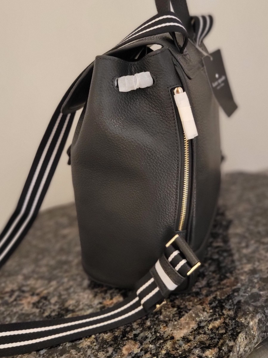 Kate Spade Black Pebble Leather Backpack w/Interior Laptop Sleeve Sam Ksnyl Laptop Backpack | Kate Spade New York main image 4