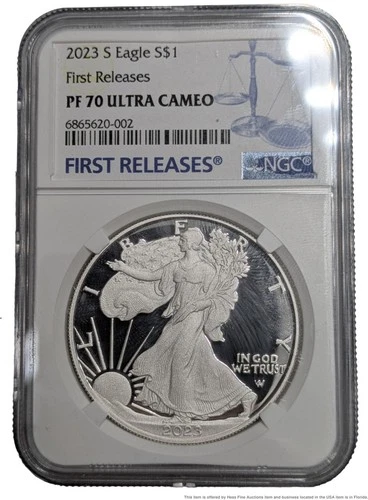 2023 S American Eagle NGC PF 70 Ultra Cameo First Release 999 Fine Silver Dollar