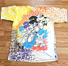 Vintage 80s Mickey Mouse Run Disney Running AOP T Shirt Size XL