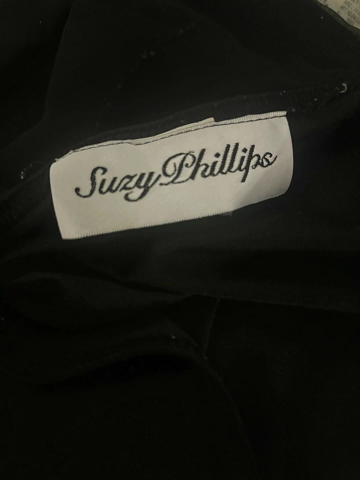 De colección Años 80 90 Suzy Phillips Negro Transparente Gasa Top Cordón Gótico Hada M Y2K Foto 3 de 4