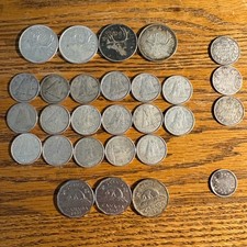 1891-1968 5c 10c 25c Silver Coins Lot From Canada
