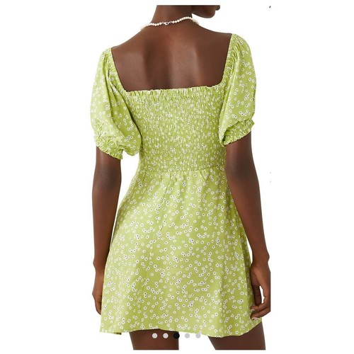Nuevo con etiquetas Mini Vestido Faithfull The Brand Domenica Estampado Floral Tiare Verde Talla 10 - Imagen 2 de 15