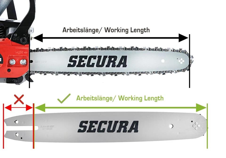 SECURA 4x Sägekette + Schwert 0,325" 1,6 mm 67TG 40cm passend Stihl MS240 MS270 - Bild 3 von 4