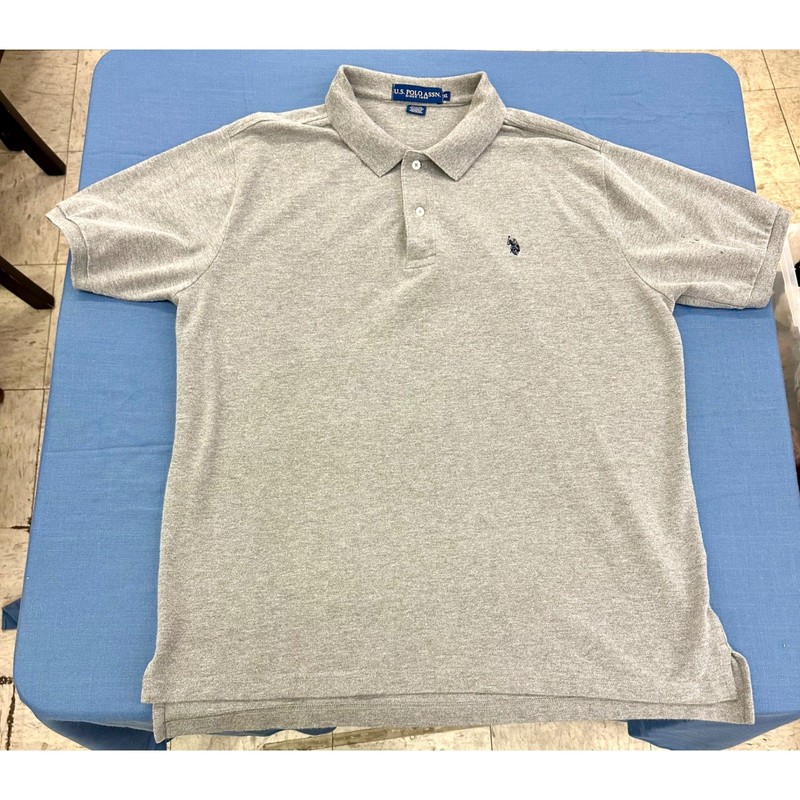 US Polo Assn Mens Classic Fit Polo Shirt Heather Gray XL Short Sleeve