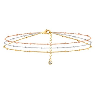 MEVECCO Bracelet for Women Layered Satellite 6 inches, 3 colorful