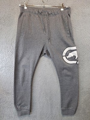 Ecko Unltd. Sweatpants Men M (Fits 33x27) Gray Embroidered Logo Drawstring Waist