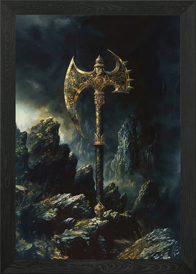 Verzierte goldene Axt gerahmtes Wandbild Poster Leinwanddruck Bild
