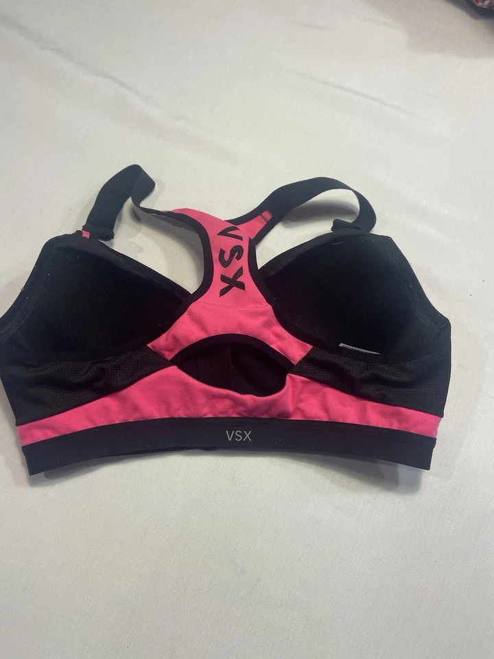 Sujetador deportivo Victoria's Secret VSX 36B acolchado, negro/rosa, con aros, cremallera frontal Foto 2 de 4