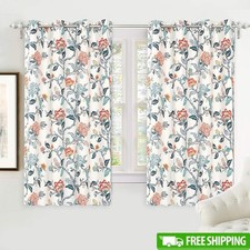 Floral Lined Window Curtains Thermal Grommet Panels Soft Touch Home Decor New