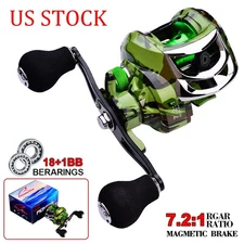 Fishing Baitcasting Reel 18+1BB 7.2:1 Gear Ratio Salt/Freshwater Left Right Hand