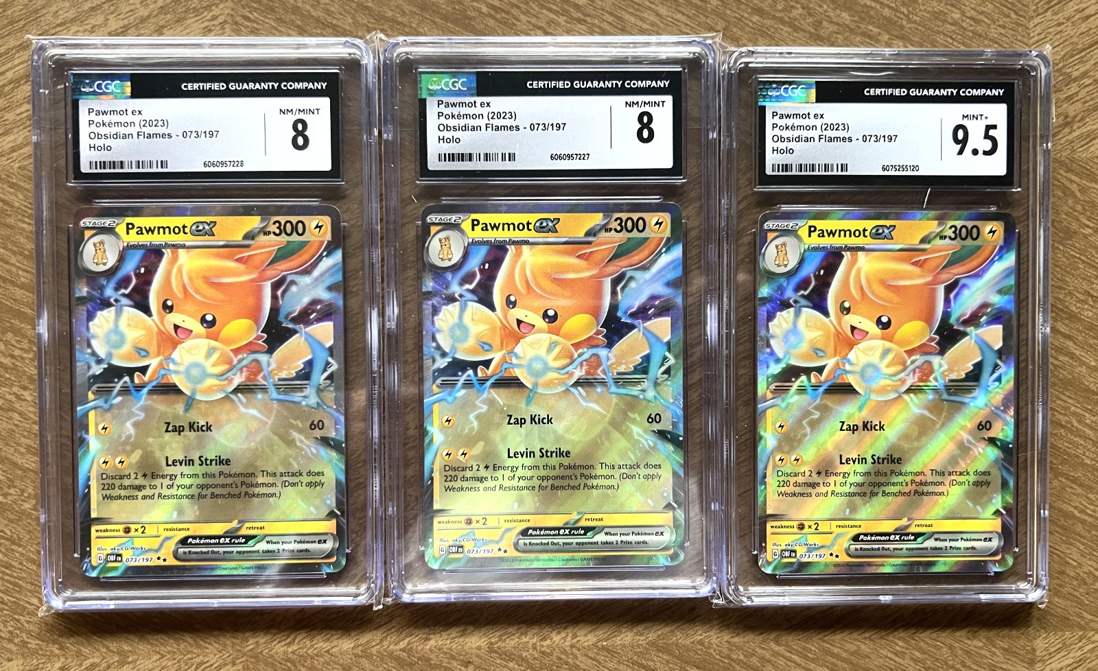 Pokemon - Pawmot ex Holo #73 - CGC 8 & 9.5 - 3 Card Lot