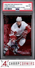 1999 BAP MILLENNIUM SIGNATURE TORONTO SPRING EXPO RUBY CHRIS CHELIOS #/20 PSA 8