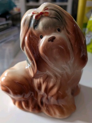 Vintage KERAMIK SHIH TZU HUND sitzend ORNAMENT