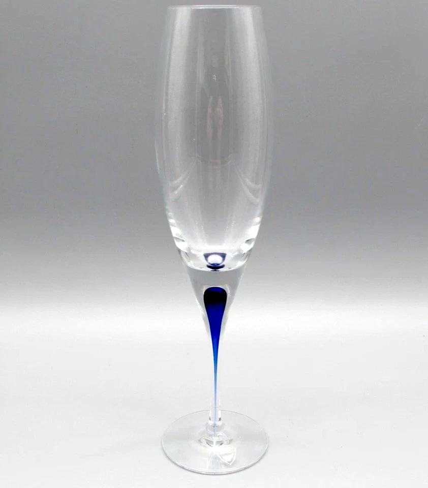 ORREFORS CRYSTAL INTERMEZZO BLUE CHAMPAGNE 8.8OZ GLASS 6257401 HANDMADE 9.8" NEW - Image 4 of 4