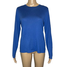 Women's Large Neiman Marcus Cashmere Blend Blue Crewneck Knit Sweater