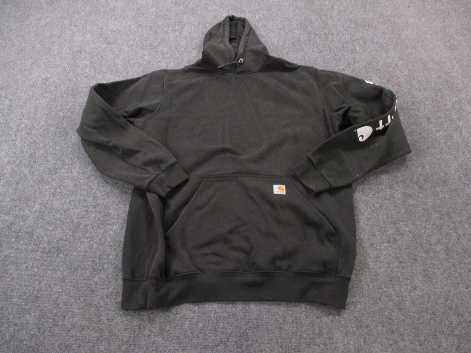 Carhartt Hoodie Sweatshirt Mens XLT Black Pullover Loose Fit Spellout Logo