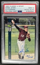 1992 Classic Four Sport Derek Jeter Auto Rookie RC #/1125 Yankees PSA 9 Auth