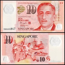 Singapore 10 Dollars, 2004-2024 ND, P-48o, UNC, Polymer