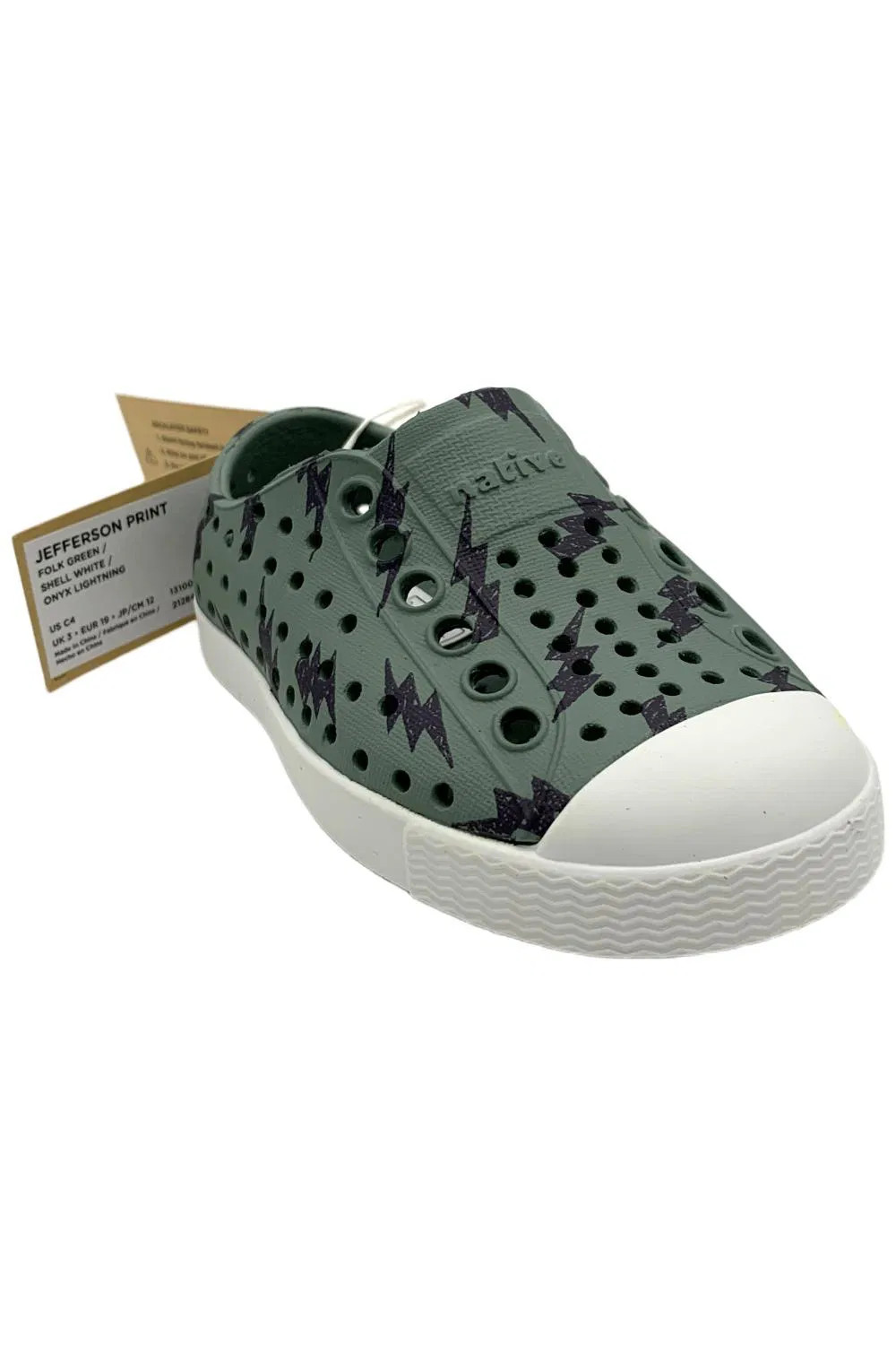 Native Toddler's Girl Jefferson Print Sneakers Green/White/O