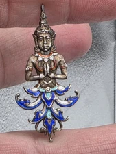 Vintage Sterling Silver Siam Enamel Thai  Brooch Pin