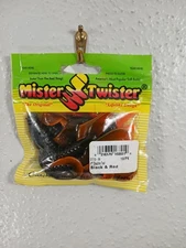 Mister Twister 4" Double Tail Grub 10pk Black & Red Soft Plastic Freshwater Lure