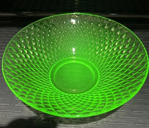Green Uranium Depression Glass Bowl