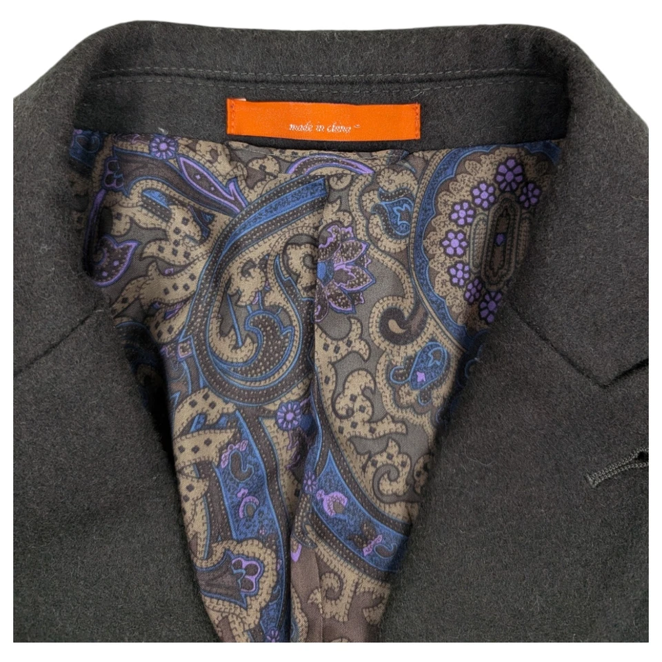 Tallia Men’s Olive Green Wool Pea Coat Size Medium - Image 4 of 4