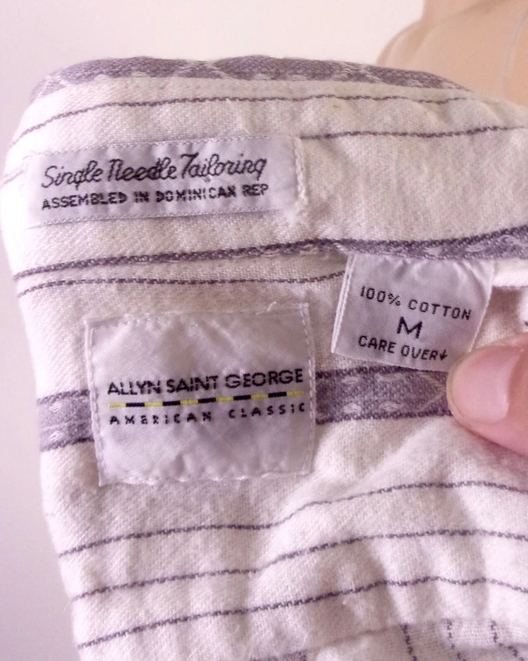 vintage 80s 90s Allyn Saint George Cream/Gray Southwestern Flannel Shirt SZ M - Image 4 of 4