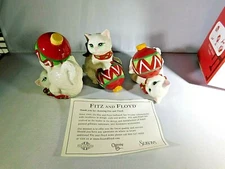 Fitz and Floyd Yuletide Kitten Tumblers Christmas Theme In Original Box