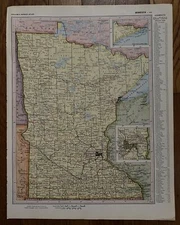 1953 Vintage Atlas Map Page - Minnesota map on one side and Mississippi map o...