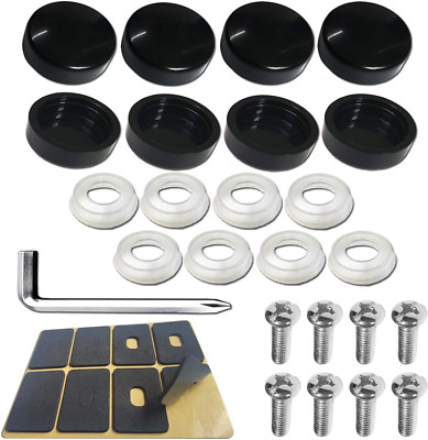 8 PCS Black License Plate Screw Caps High Gloss Finish M6X20Mm Stainless Steel 