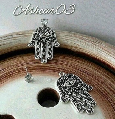 Hamsa Protection Hand Jewish Star Of David Ear Jackets Steel Studs Stud Earrings